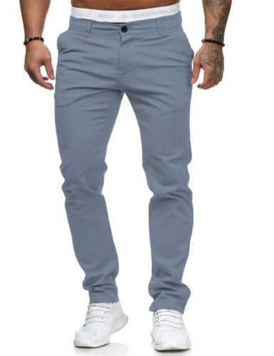 Herren stylische Slim-Fit Chinohose mit elastischem Bund und seitlichen Taschen Aliams