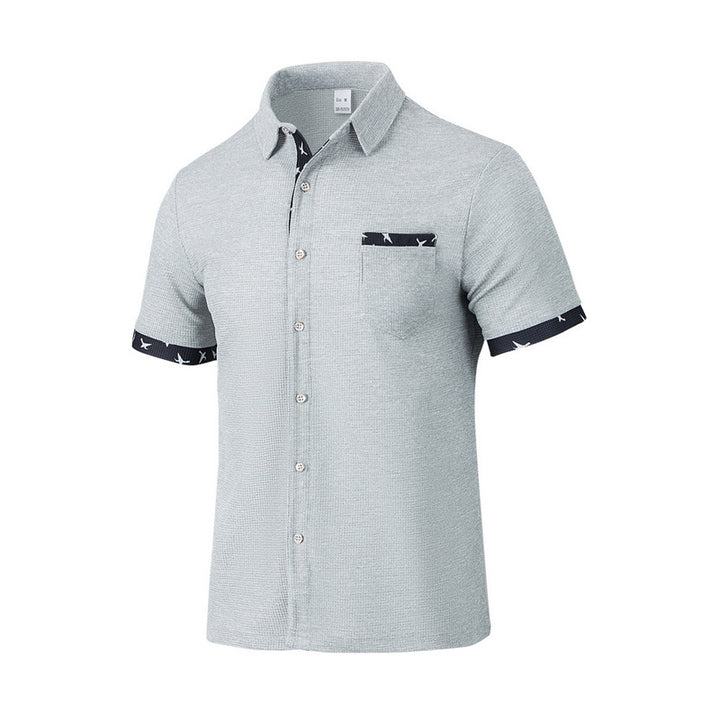 Herren Kurzarm-Hemd mit modischem Kragen und einzigartigem Muster Aliams