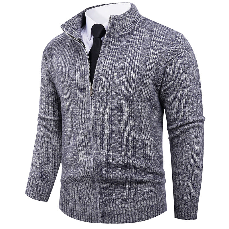 Herren Strickpullover mit Stehkragen und durchgehendem Reißverschluss Aliams