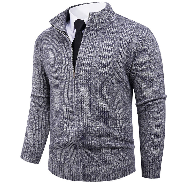 Herren Strickpullover mit Stehkragen und durchgehendem Reißverschluss Aliams