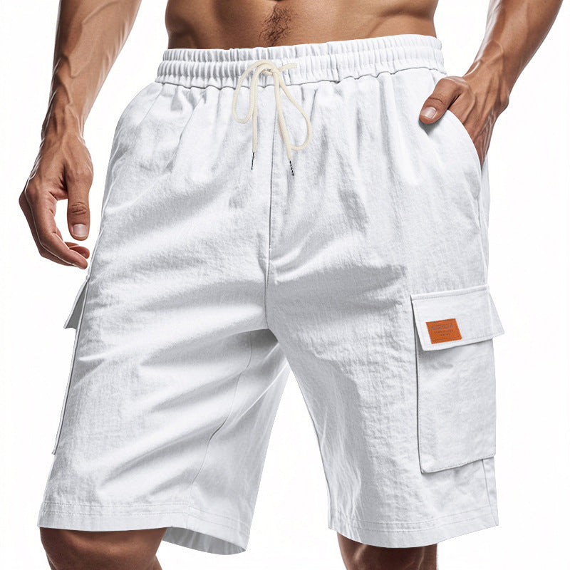 Herren praktische Cargo-Shorts mit elastischem Bund und seitlichen Taschen Aliams