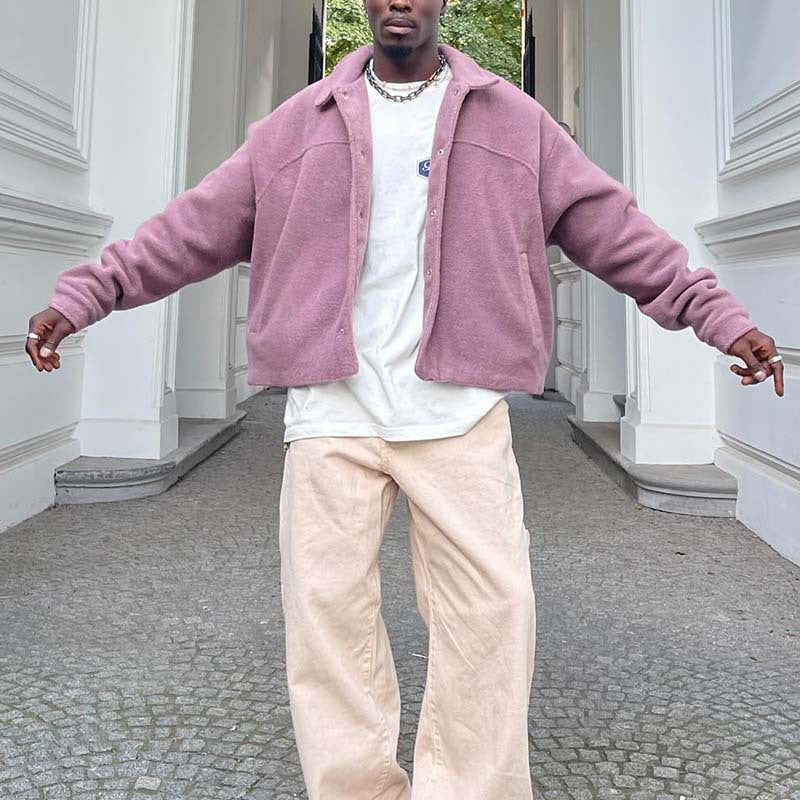 Herren casual Fleecejacke im Oversized-Stil Aliams