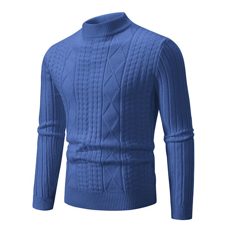 Herren Grobstrickpullover mit modernem Zopfmuster und hohem Kragen Aliams