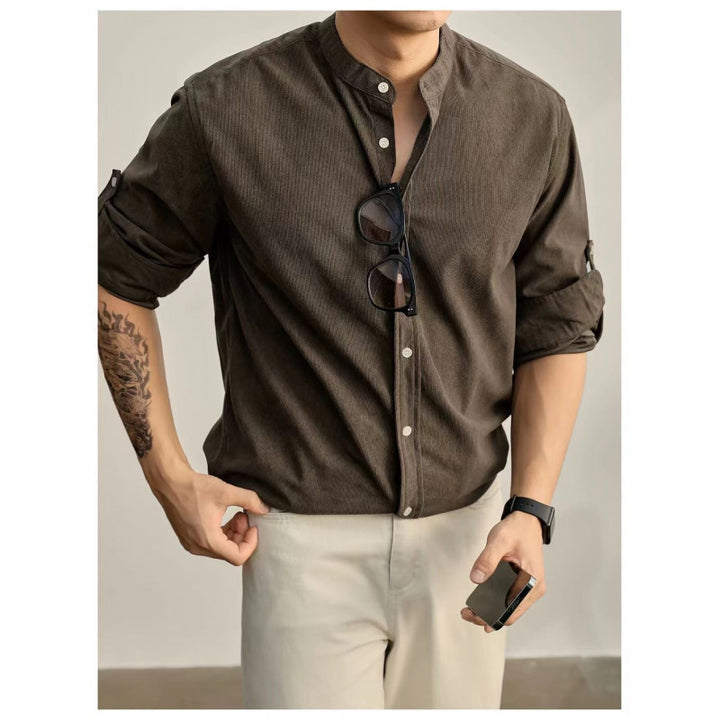 Herren Stehkragenhemd aus feinem gestreiften Stoff Aliams