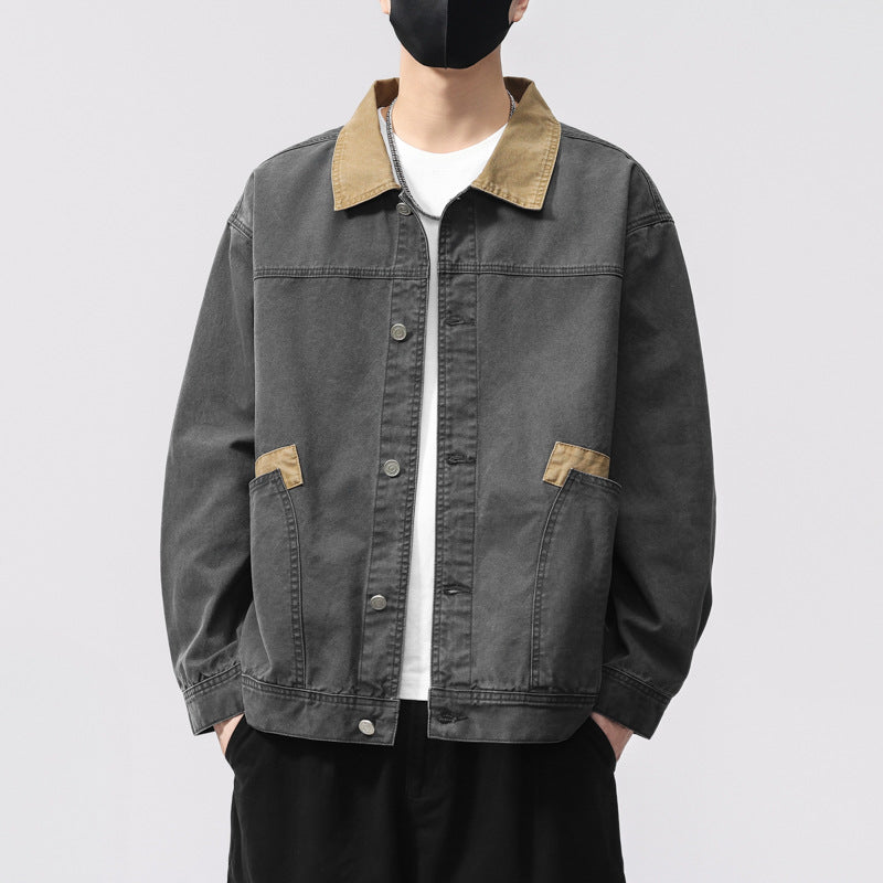 Herren Übergangsjacke aus robustem Denim mit Kontrastkragen und praktischen Taschen Aliams