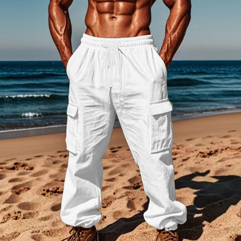 Herren Cargo-Hose mit seitlichen Taschen und elastischem Bund Aliams