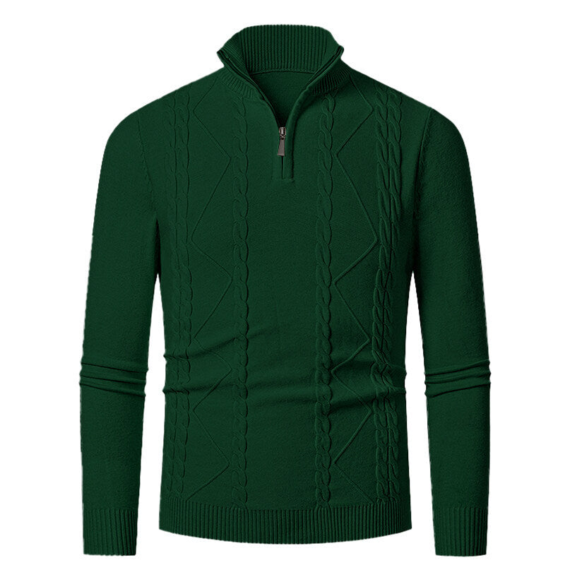 Herren Strickpullover mit Stehkragen und Zopfmuster Aliams