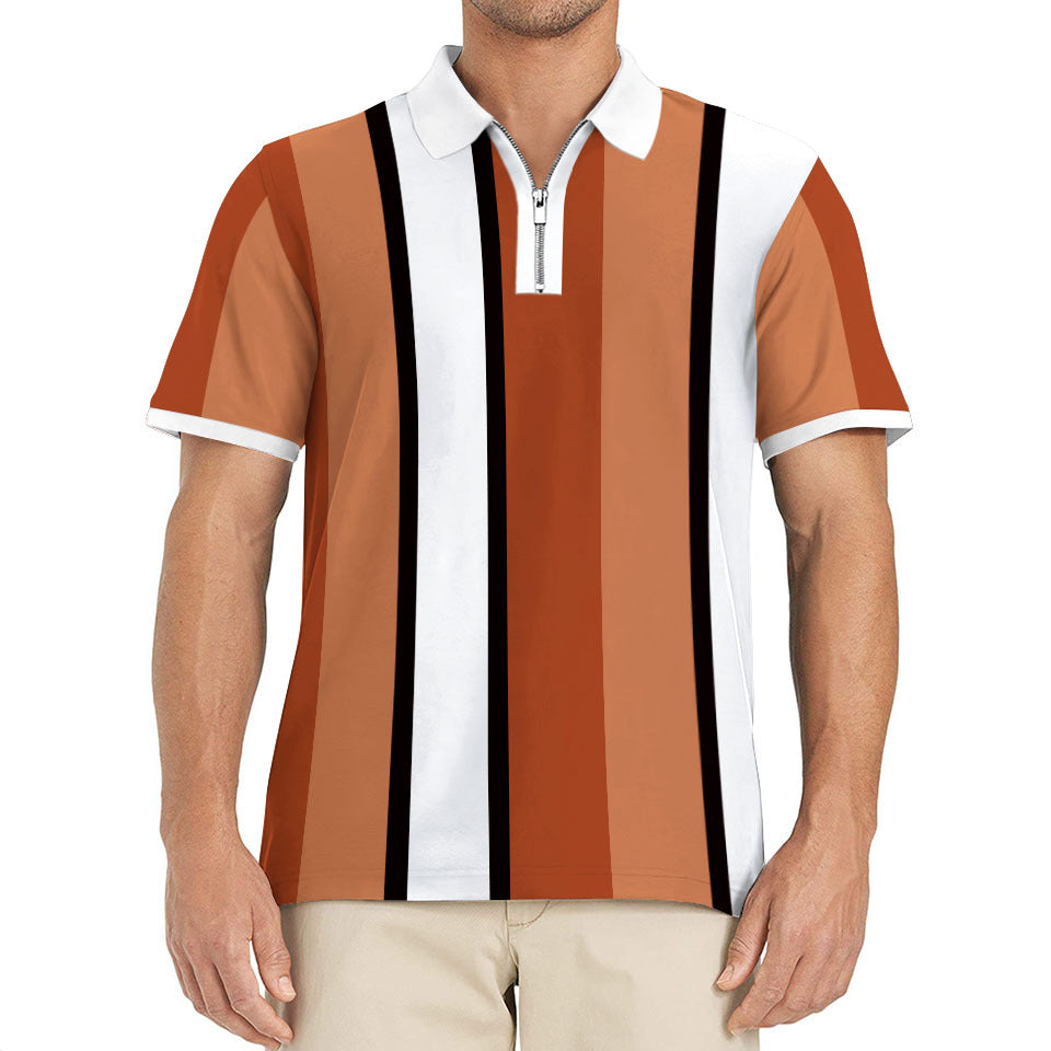Herren Poloshirt mit praktischem Reißverschluss und modernem Streifendesign Aliams