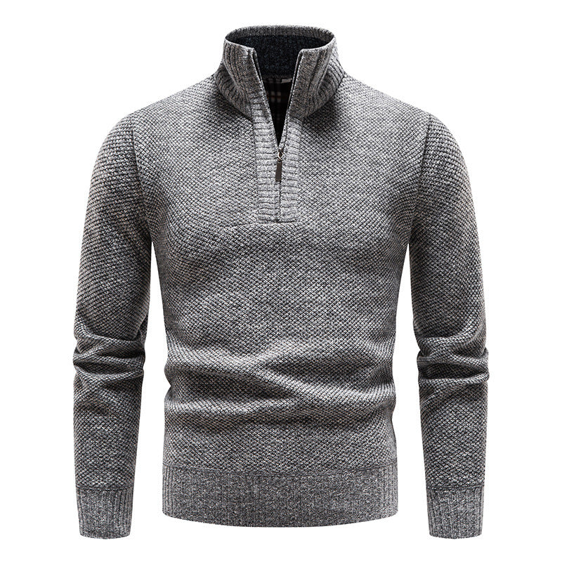 Herren eleganter Strickpullover mit modernem Stehkragen und Reißverschluss Aliams