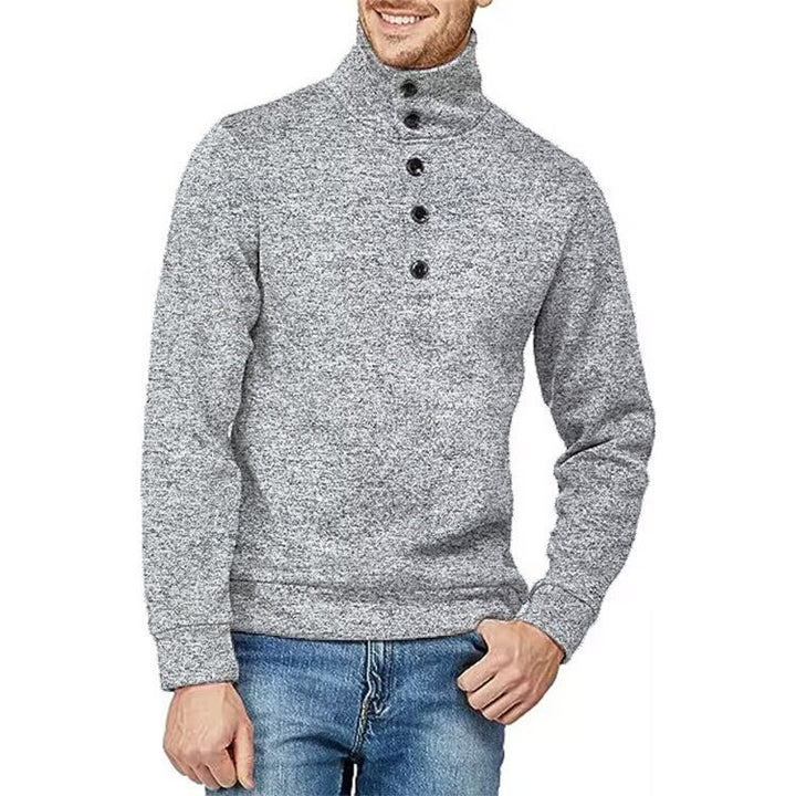 Herren Hochwertiger Pullover mit Stehkragen und Knopfdetail Aliams