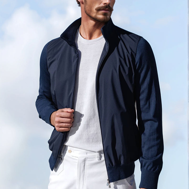 Herren stylische Freizeitjacke mit hohem Kragen und praktischen Taschen Aliams