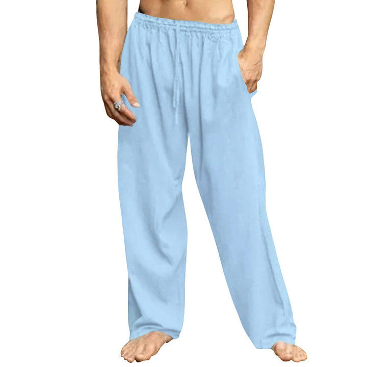 Herren bequeme Freizeit-Hose mit elastischem Bund und seitlichen Eingrifftaschen Aliams