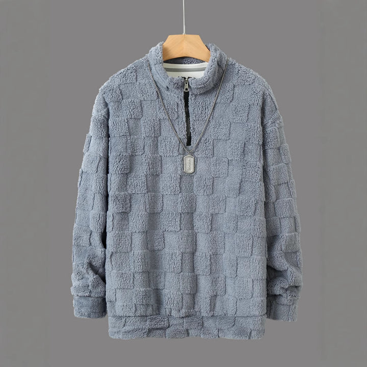 Herren Pullover mit modernem Reißverschluss und samtiger Struktur Aliams