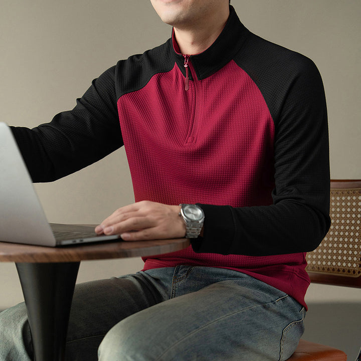 Herren funktionales Langarmshirt mit hohem Kragen und innovativer Reißverschlussöffnung Aliams