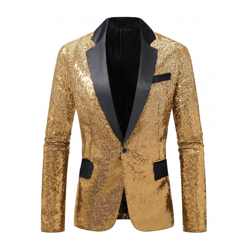 Herren Glamouröser Paillettenblazer mit elegantem Revers und modernem Schnitt Aliams