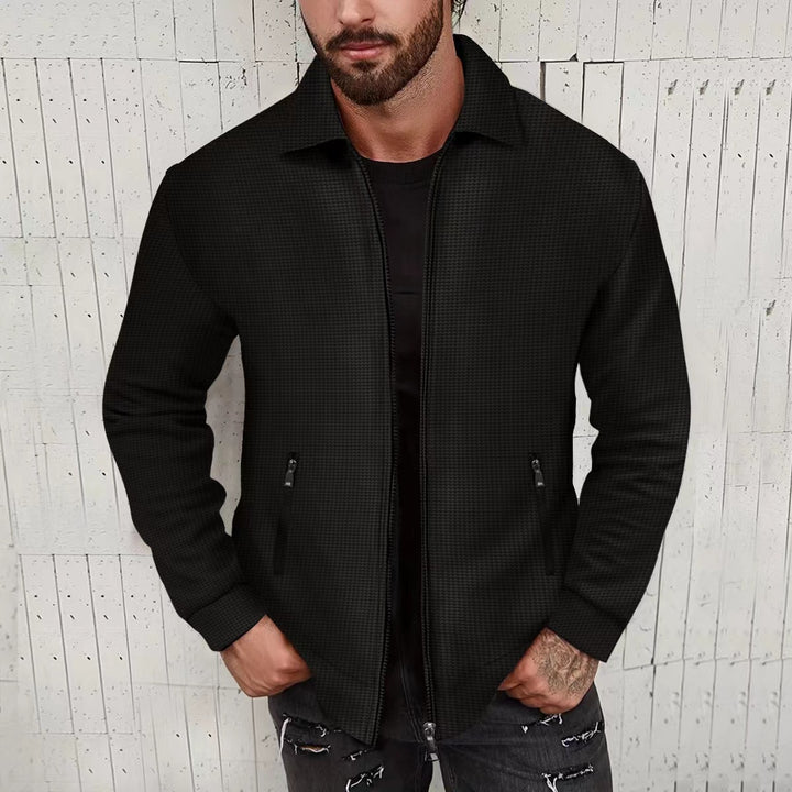 Herren elegante Strickjacke mit strukturiertem Design und seitlichen Reißverschlusstaschen Aliams