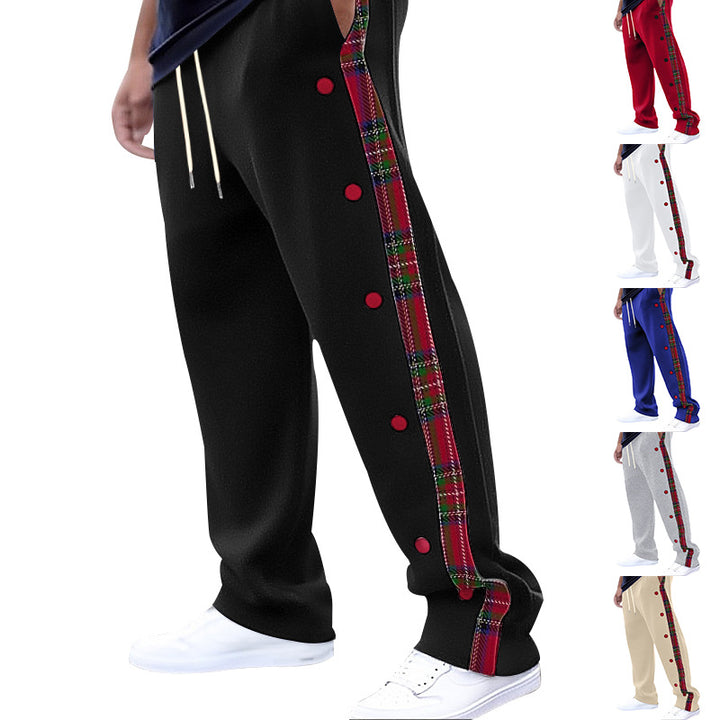 Herren Sportliche Freizeithose mit Knopfleisten und Karomuster Aliams