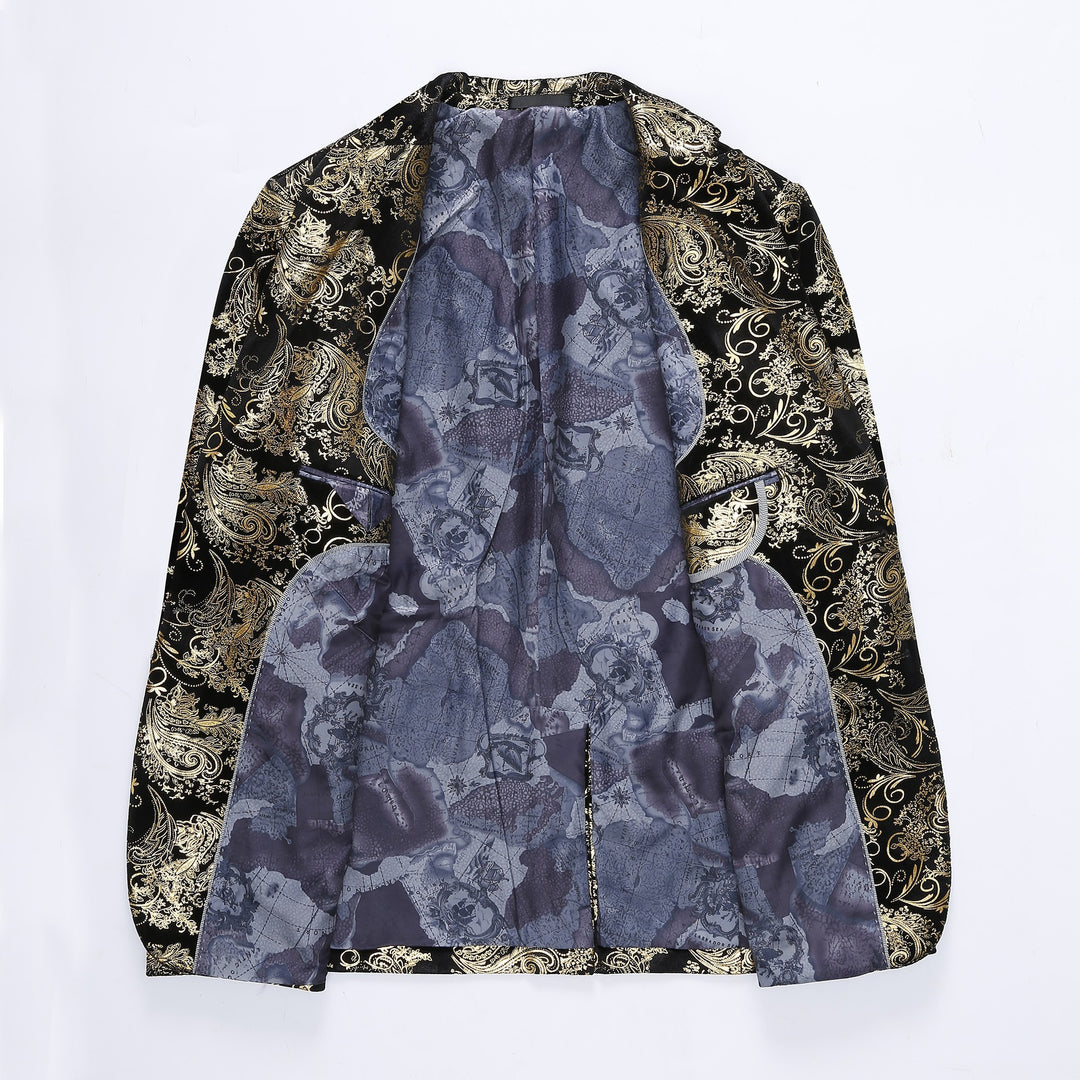 Herren eleganter Smoking-Blazer mit floralen Paillettenmustern Aliams