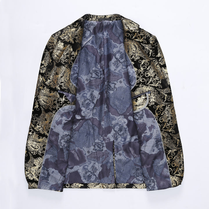 Herren eleganter Smoking-Blazer mit floralen Paillettenmustern Aliams