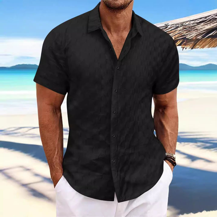 Herren Kurzarm strukturiertes Freizeithemd Aliams