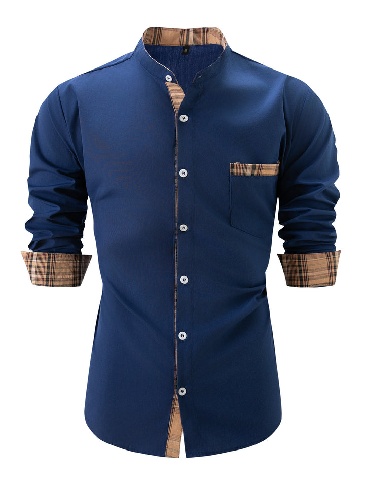 Herren Hemd mit Stehkragen und modischen Kontrastdetails Aliams