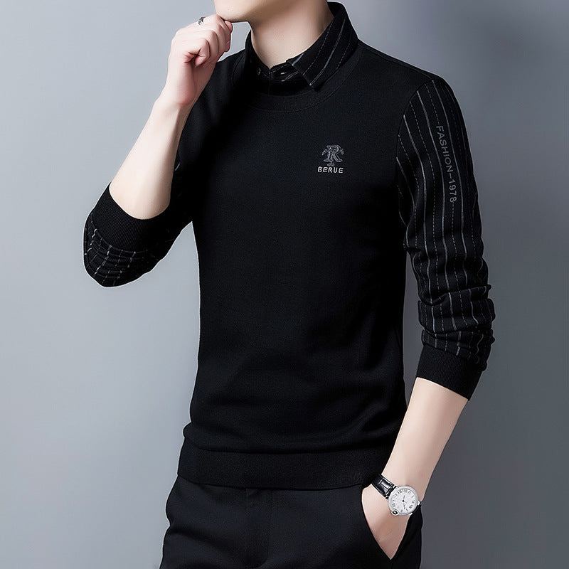 Herren eleganter Strickpullover mit hochwertiger Struktur und modischem Stehkragen Aliams