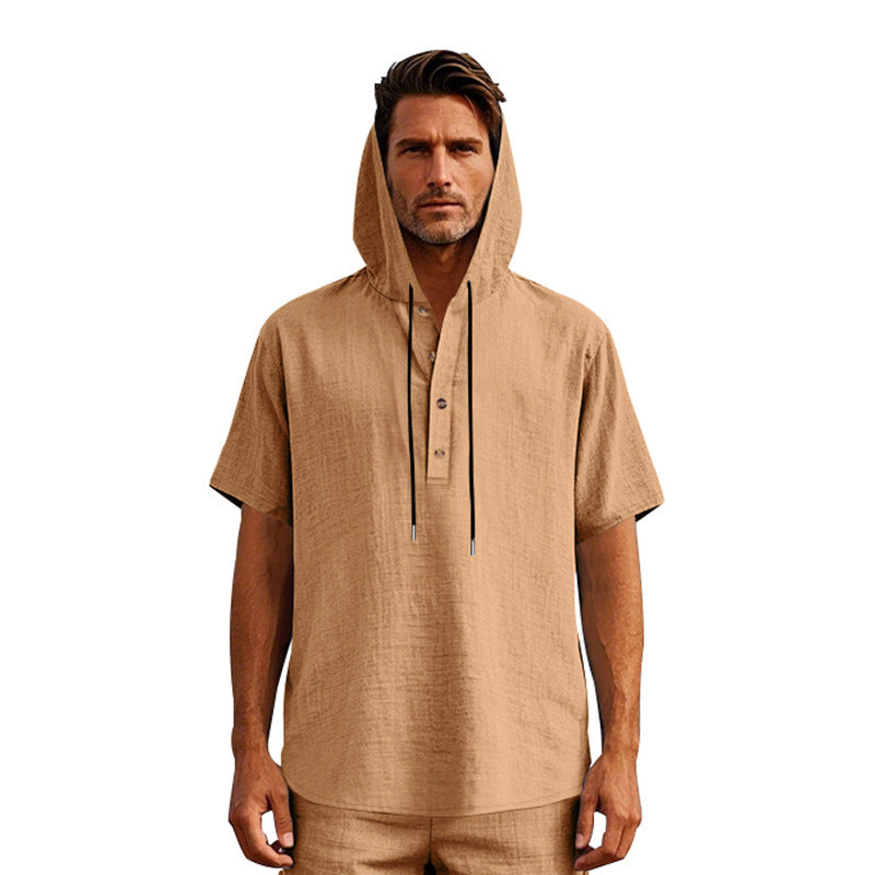 Herren Urbaner Kapuzenshirt mit Knopfleiste und atmungsaktivem Stoff Aliams