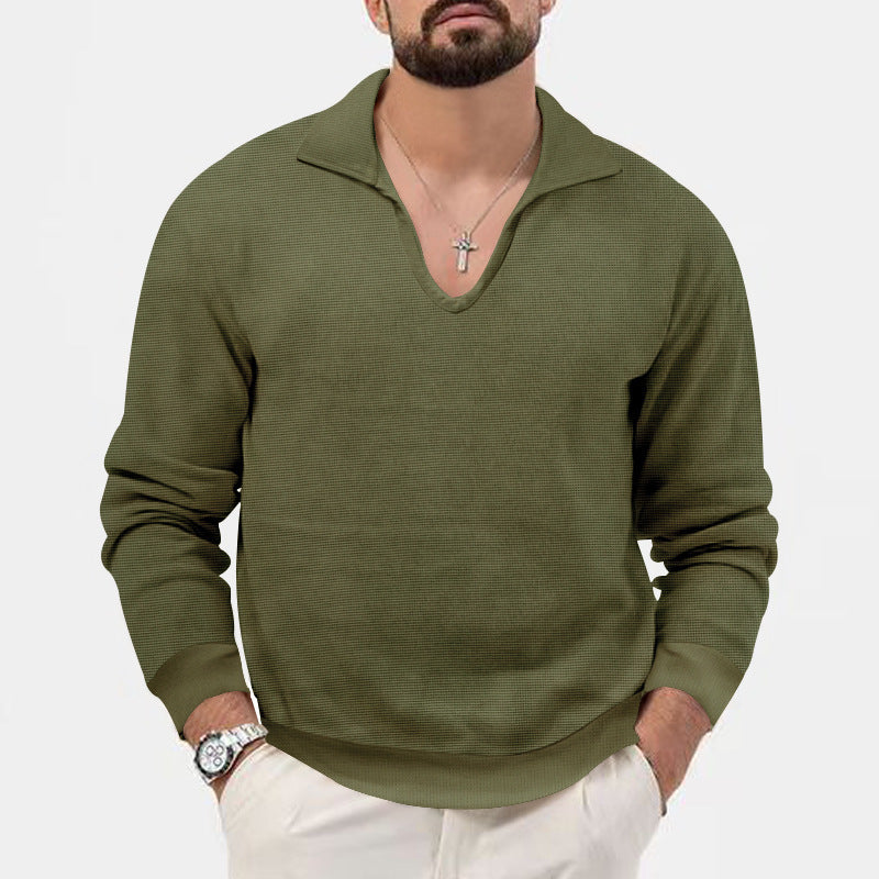 Herren eleganter Pullover mit V-Ausschnitt und strukturiertem Design Aliams