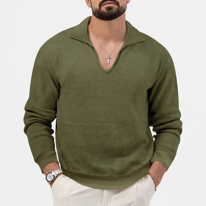 Herren eleganter Pullover mit V-Ausschnitt und strukturiertem Design Aliams