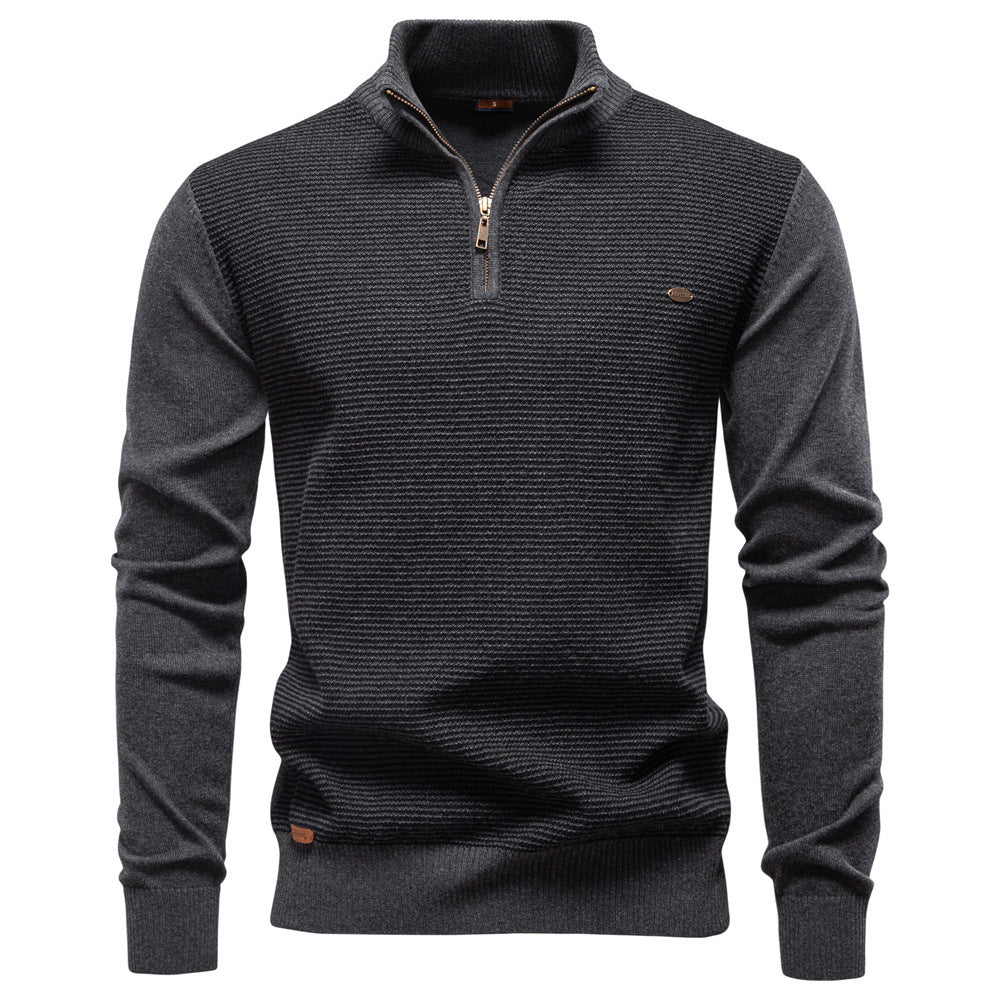 Herren Stehkragenpullover mit strukturiertem Muster Aliams