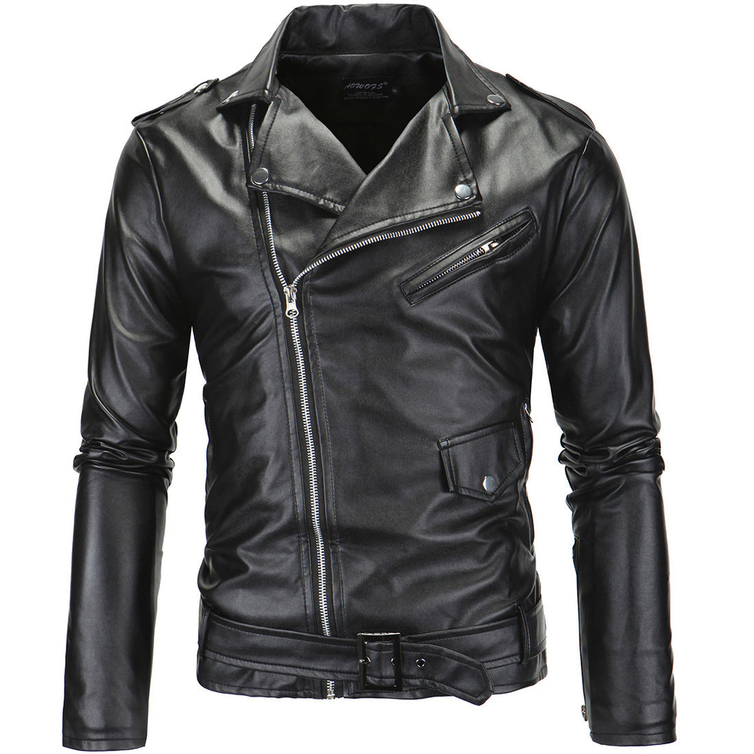 Herren stylische Bikerjacke aus hochwertigem Kunstleder Aliams