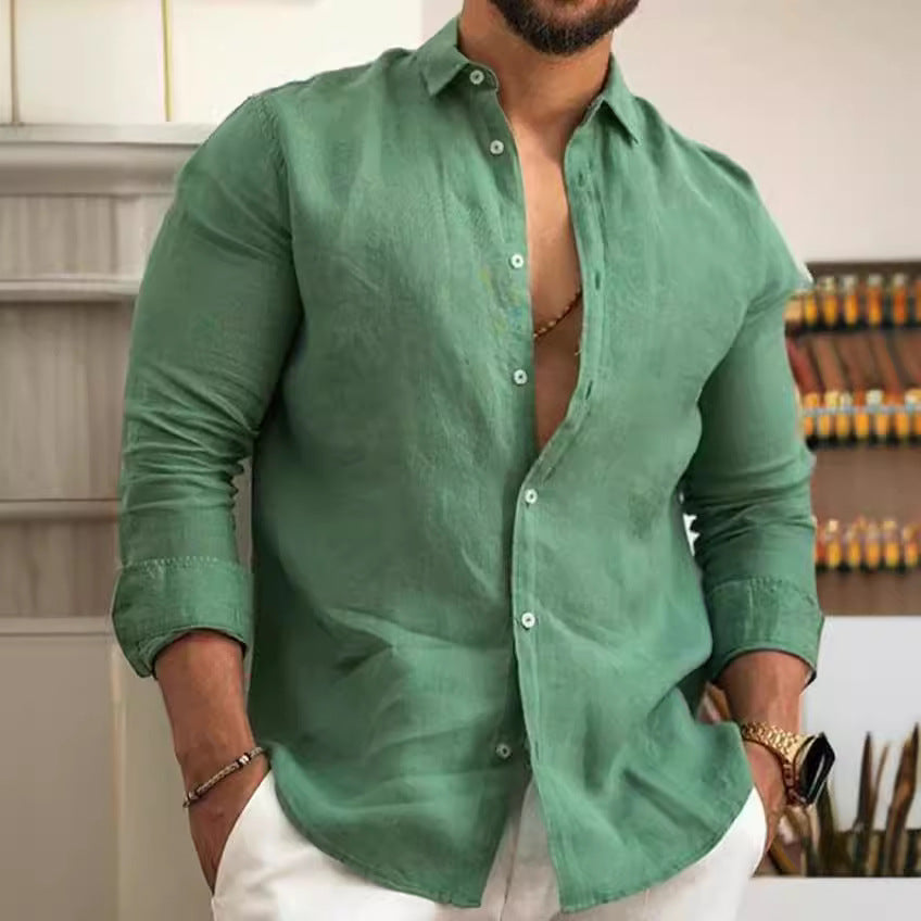 Herren Klassisches Leinenhemd mit modernem Schnitt und praktischer Knopfleiste Aliams