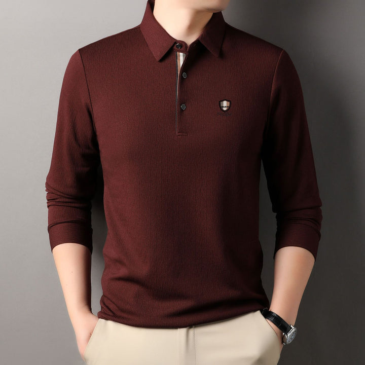 Herren elegantes Langarm Poloshirt mit strukturiertem Material und sportlichem Design Aliams