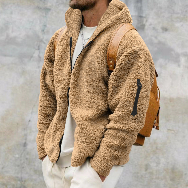 Herren flauschige Fleecejacke mit praktischen Taschen Aliams
