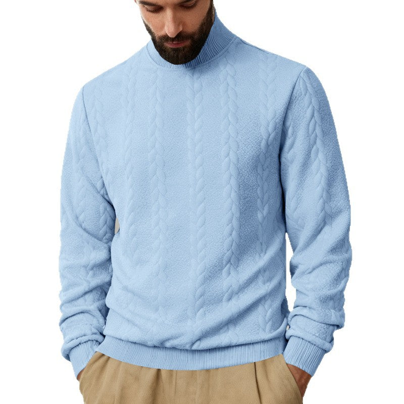 Herren Strickpullover mit hohem Kragen und Zopfmuster Aliams