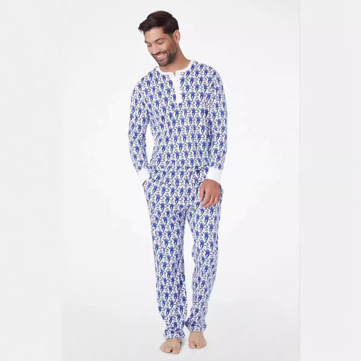 Herren Schlafanzug-Set mit frohem Muster und praktischen Taschen Aliams