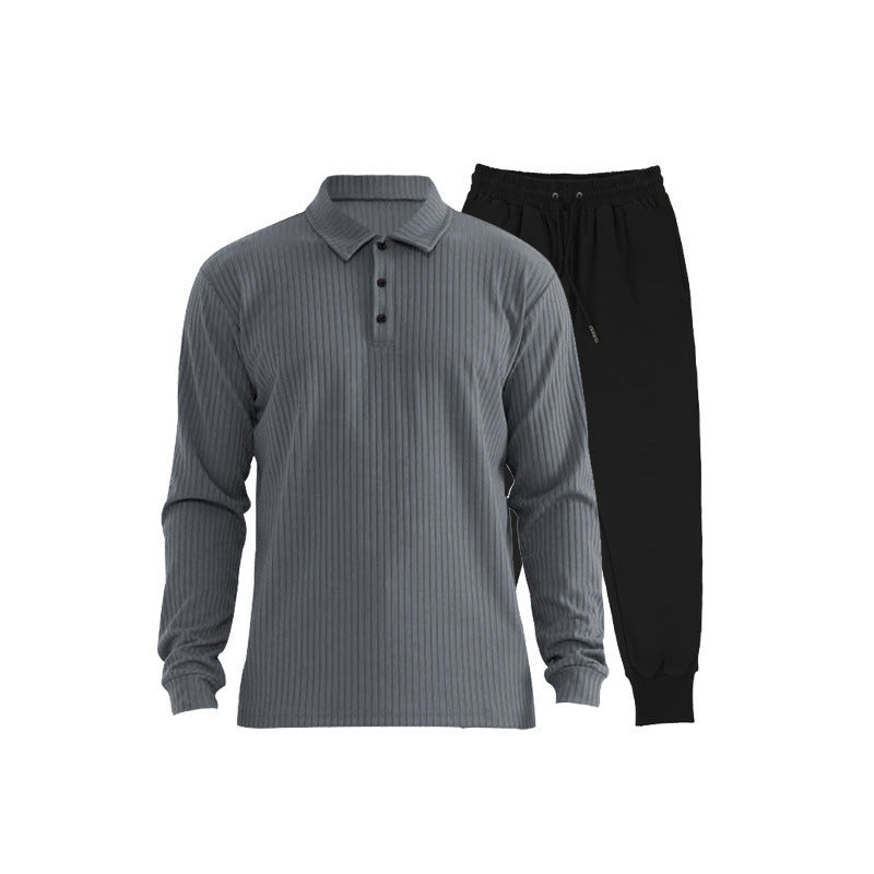 Herren Sportliches Langarm-Polo und Jogginghose Set Aliams