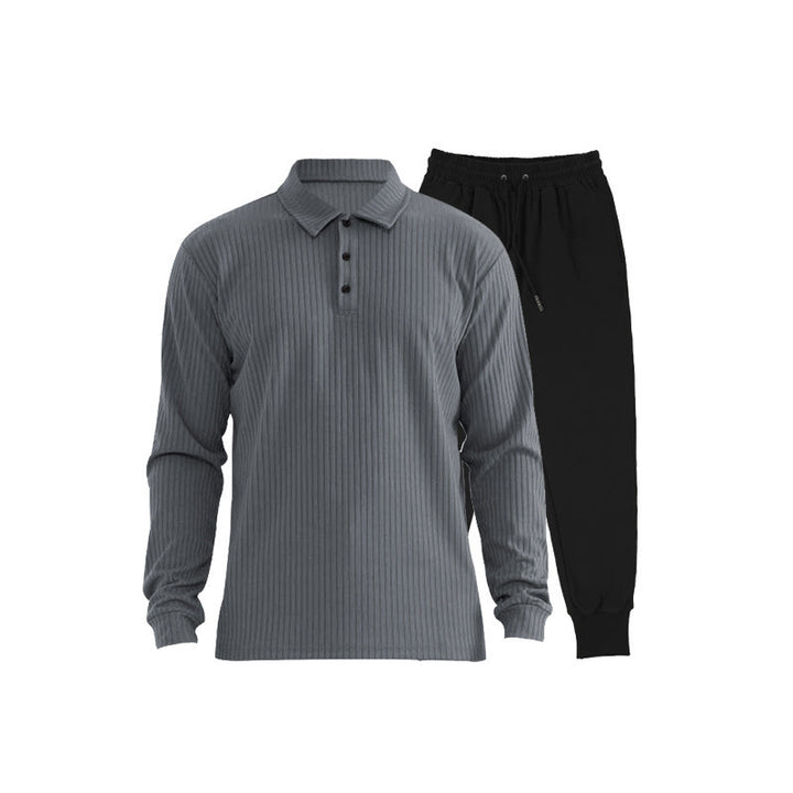 Herren Sportliches Langarm-Polo und Jogginghose Set Aliams