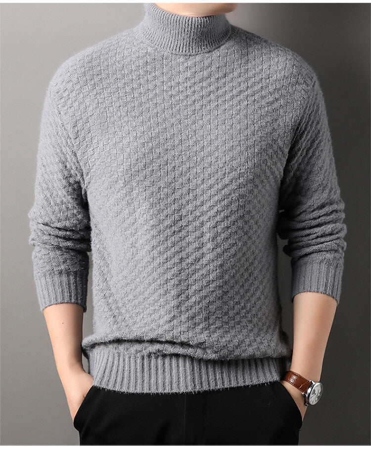 Herren Strickpullover mit hohem Kragen und strukturiertem Design Aliams
