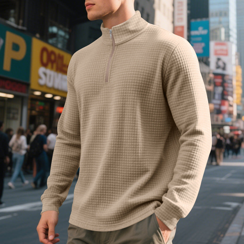 Herren funktionaler Pullover mit halbem Reißverschluss und strukturiertem Design Aliams
