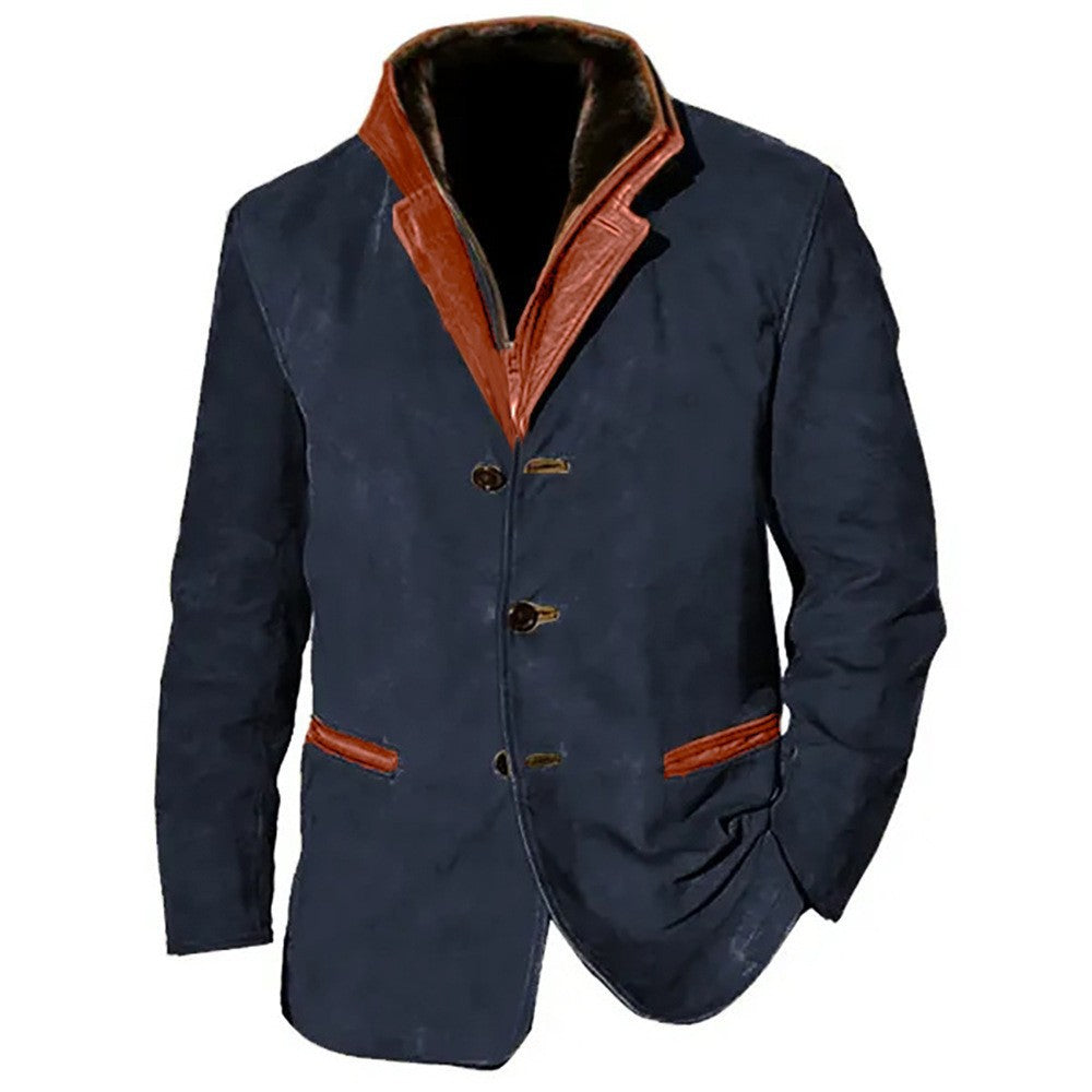 Herren elegante Wildlederjacke mit Kontrastdetails Aliams