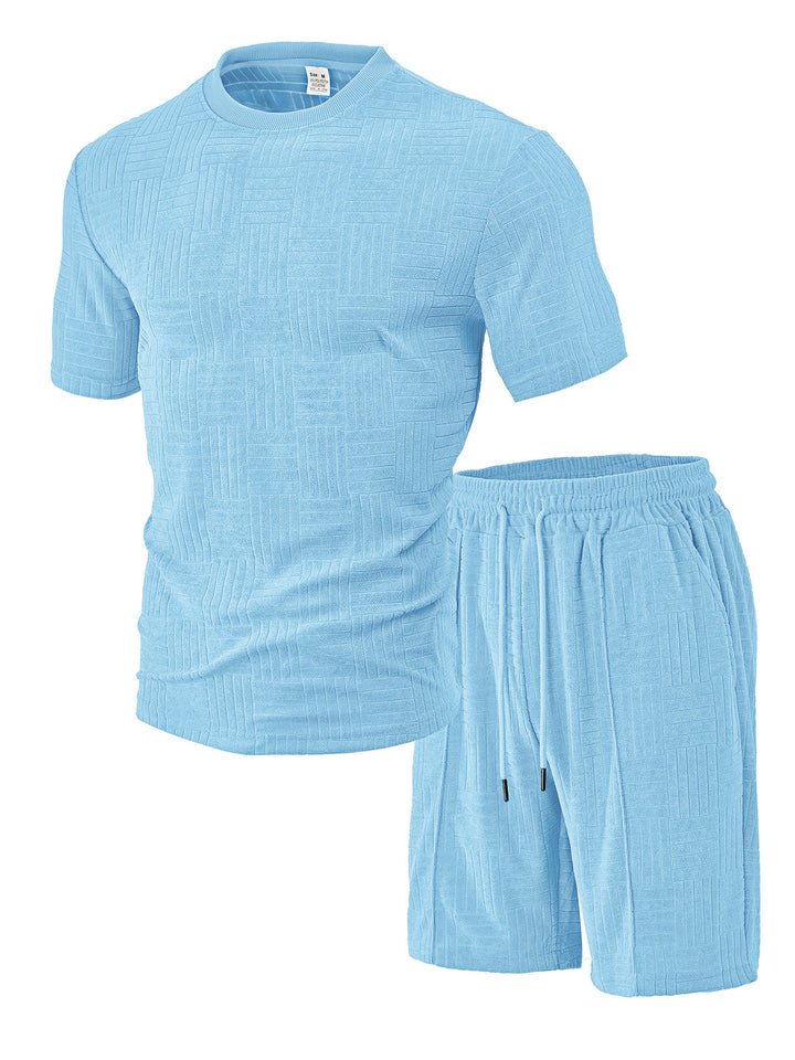 Herren Sportliches Set aus strukturierter Kurzarmoberteile und Shorts Aliams