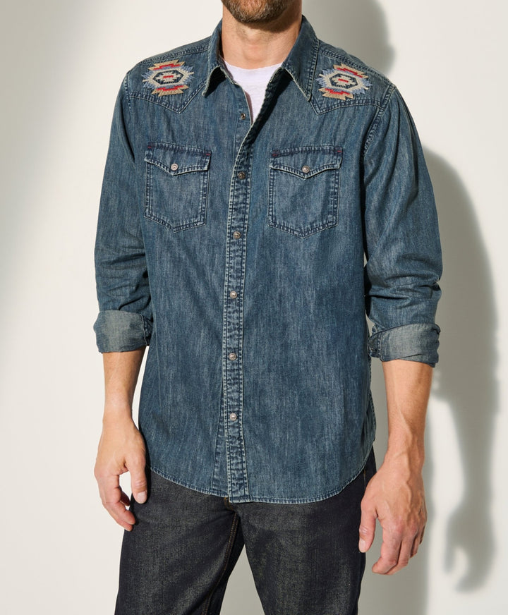 Herren Jeanshemden mit attraktivem Stickdesign Aliams