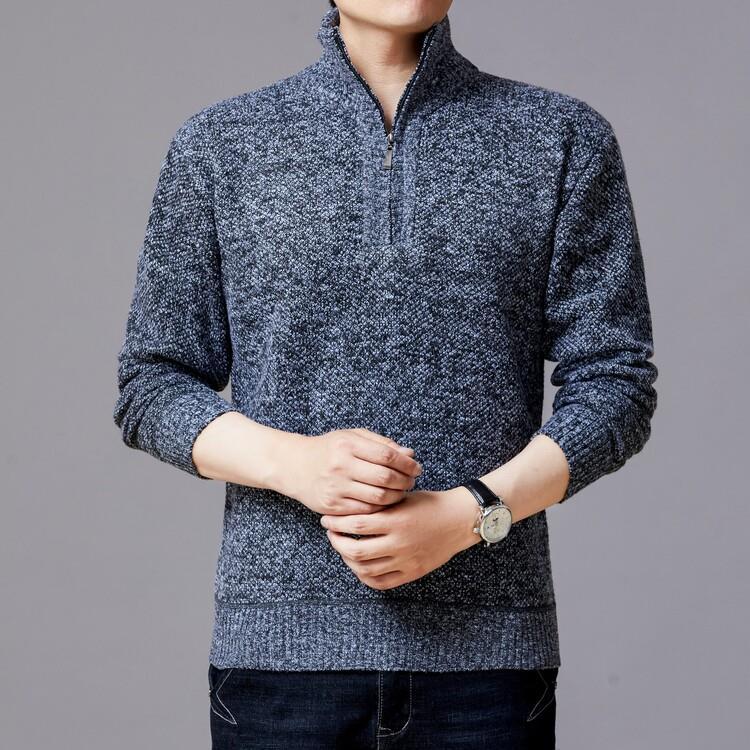 Herren Strickpullover mit modernem Stehkragen und strukturierter Oberfläche Aliams