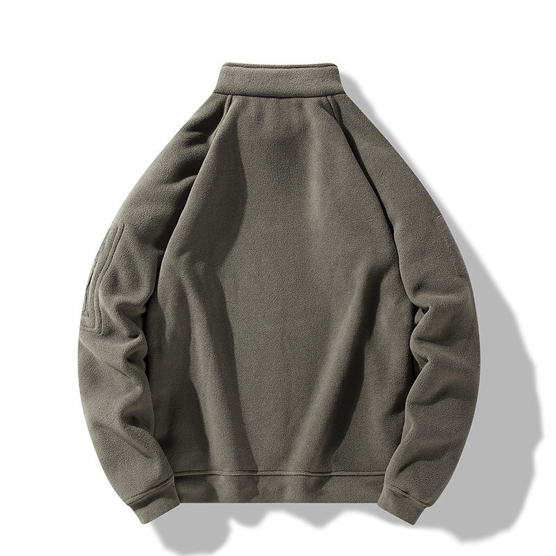 Herren Fleece-Pullover mit Stehkragen und praktischen Reißverschluss-Taschen Aliams