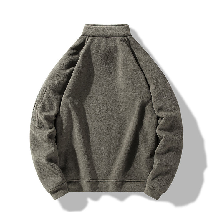 Herren Fleece-Pullover mit Stehkragen und praktischen Reißverschluss-Taschen Aliams