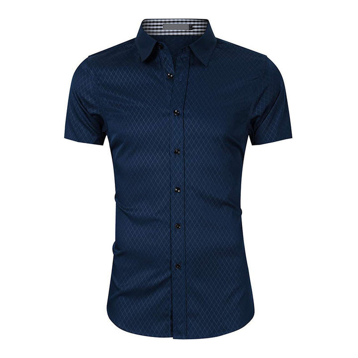 Herren Elegantes kurzärmliges Hemd mit feiner Struktur und Kragen Aliams