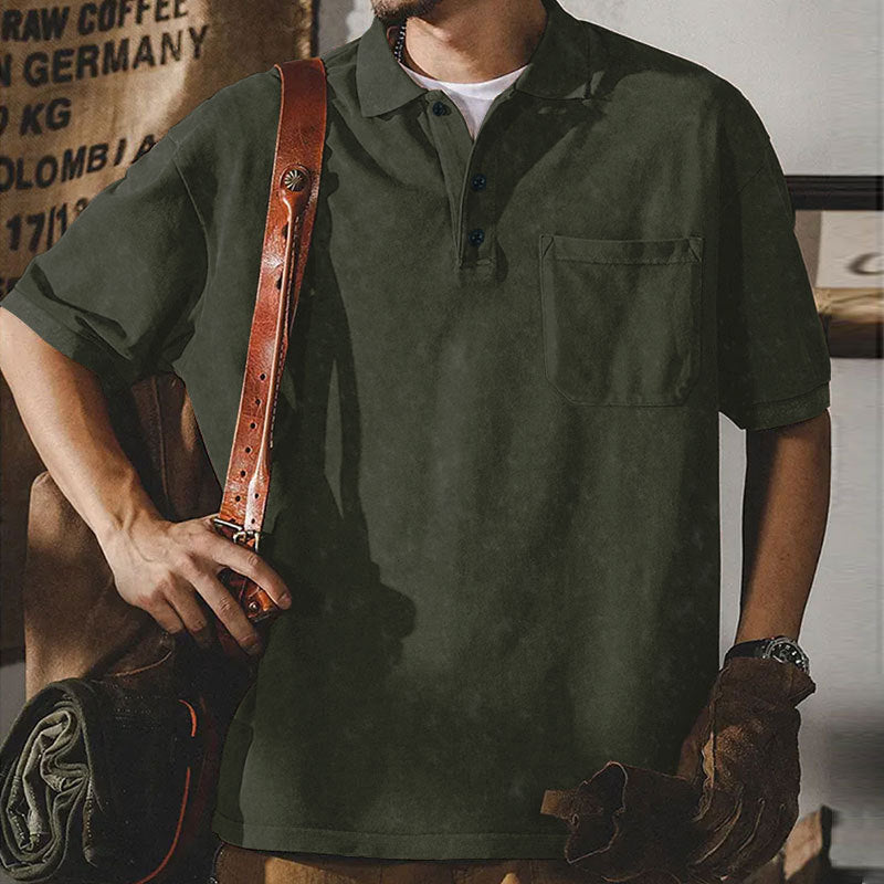 Herren Kurzarm-Polohemd mit praktischer Brusttasche und klassischem Kragen Aliams