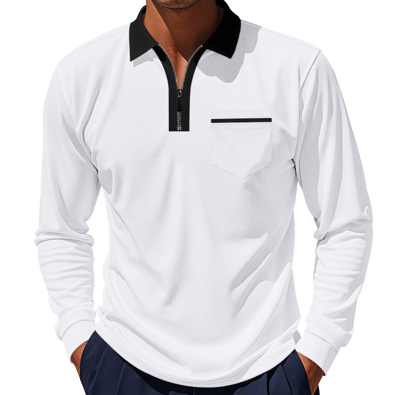 Herren sportliches Langarm-Henley-Shirt mit Reißverschluss und modernem Design Aliams