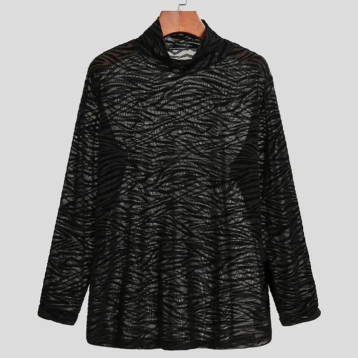 Damen Langarmshirt mit strukturiertem Animal-Print und Stehkragen Aliams